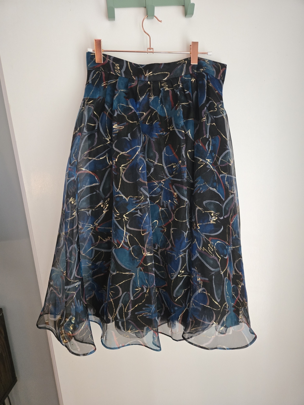 Anthropologie Moulinette Soeusloral Sheer Midi Skirt in Navy and Black